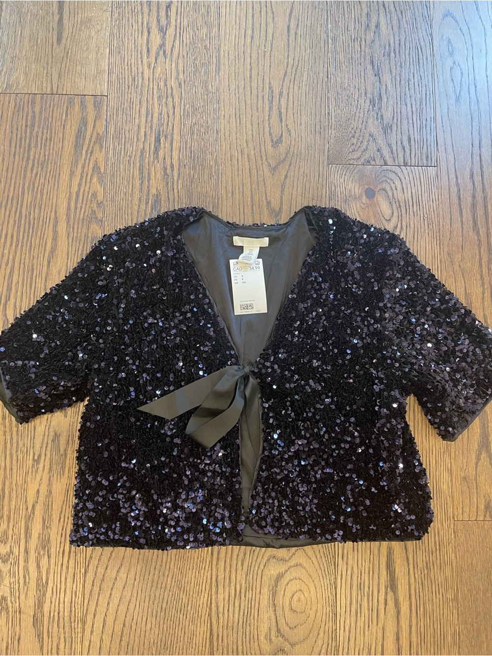 H&M Black/Blue Sequin Top NWT